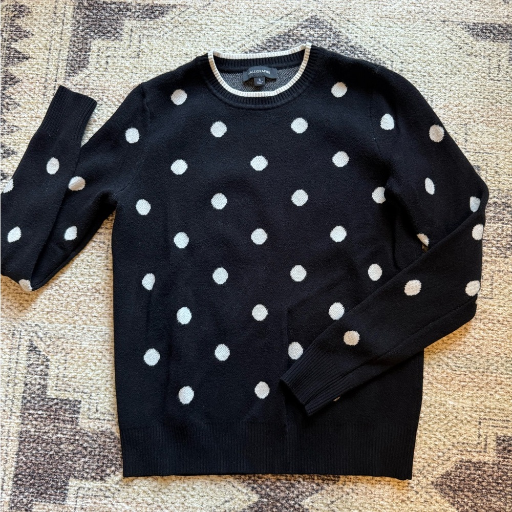 Black and White Polka Dot Knit Sweater